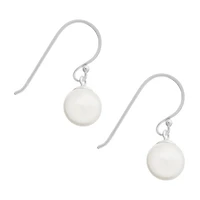 Silver Treasures Womens White Simulated Pearl Sterling Silver Hypoallergenic Drop Earrings