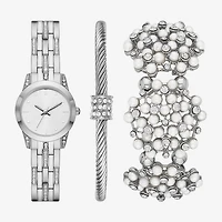 Mixit Ladies Sets Womens Crystal Accent Silver Tone 3-pc. Watch Boxed Set Fmdjset308