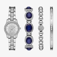 Ladies Sets Womens Crystal Accent Silver Tone 4-pc. Watch Boxed Set Fmdjset310