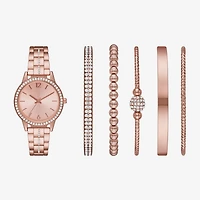 Ladies Sets Womens Crystal Accent Rose Goldtone 6-pc. Watch Boxed Set Fmdjset315