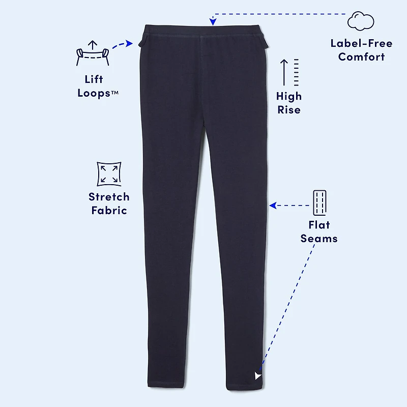 French Toast Little & Big Kid Girls Easy-on + Easy-off Sensory Friendly High Rise Full Length Leggings