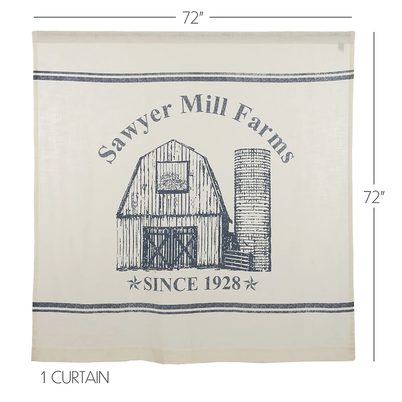 Vhc Brands Sawyer Mill Blue Barn Shower Curtain
