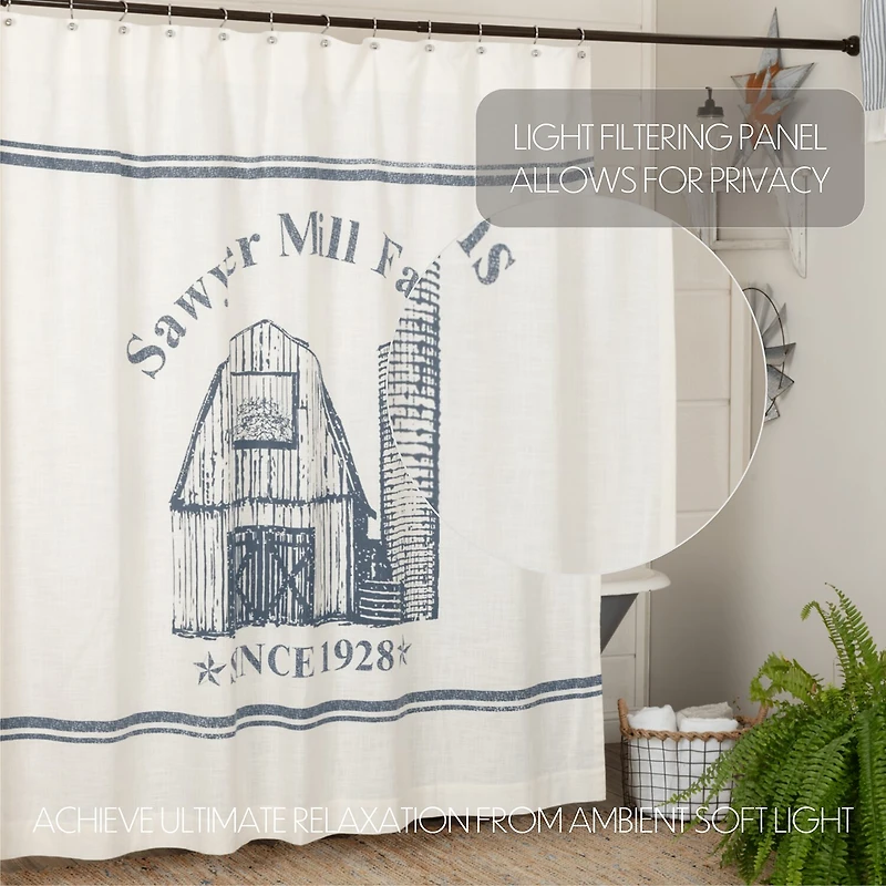 Vhc Brands Sawyer Mill Blue Barn Shower Curtain