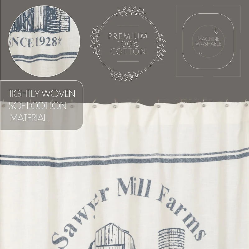 Vhc Brands Sawyer Mill Blue Barn Shower Curtain