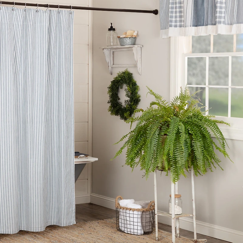 Vhc Brands Sawyer Mill Blue Ticking Shower Curtain