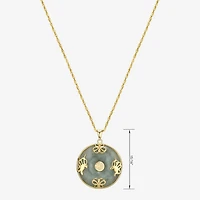 Good Fortune Womens Genuine Green Jade 18K Gold Over Silver Round 18 Inch Pendant Necklace