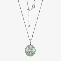 Good Fortune Womens Genuine Green Jade Sterling Silver Star 18 Inch Pendant Necklace