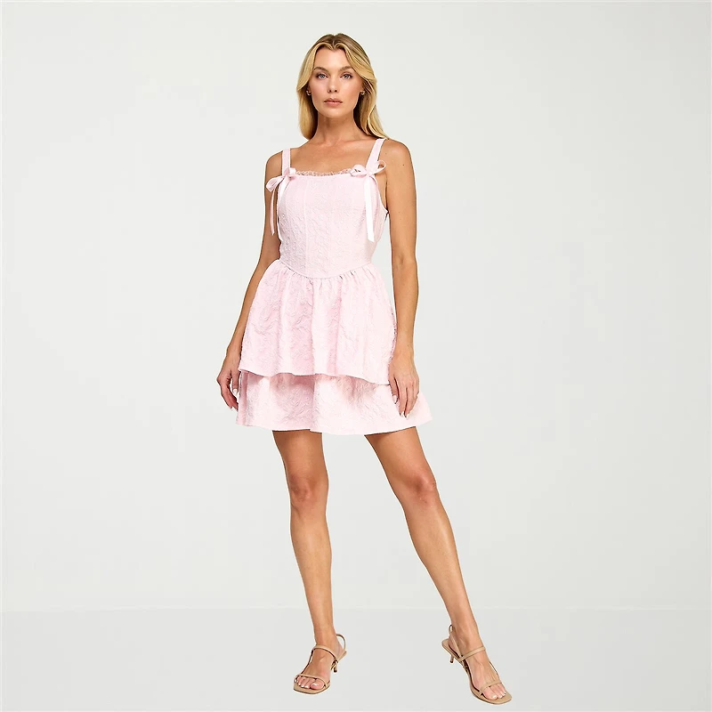 Trixxi Womens Juniors Square Neck Sleeveless Fit + Flare Dress