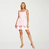 Trixxi Womens Juniors Square Neck Sleeveless Fit + Flare Dress