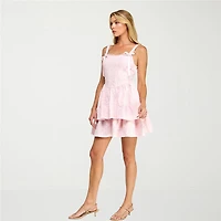 Trixxi Womens Juniors Square Neck Sleeveless Fit + Flare Dress