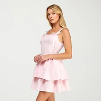 Trixxi Womens Juniors Square Neck Sleeveless Fit + Flare Dress