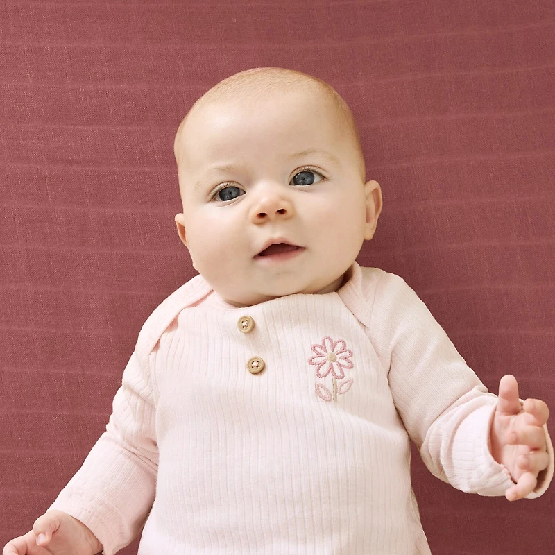 Huggies Baby Girls Rib Crew Neck Long Sleeve 2-pc. Nightgown