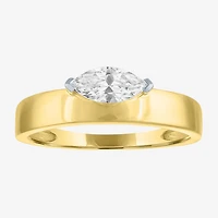 Diamond Addiction G-H / Si2-I1 Womens 1/2 CT. T.W. Lab Grown White 10K Gold Marquise Solitaire Cocktail Ring
