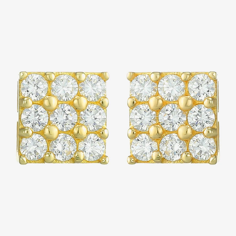 Cubic Zirconia 14K Gold 4mm Round Stud Earrings
