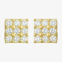 Cubic Zirconia 14K Gold 4mm Round Stud Earrings