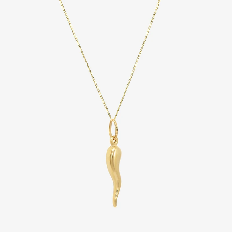 Italian Horn Unisex Adult 10K Gold 18 Inch Pendant Necklace