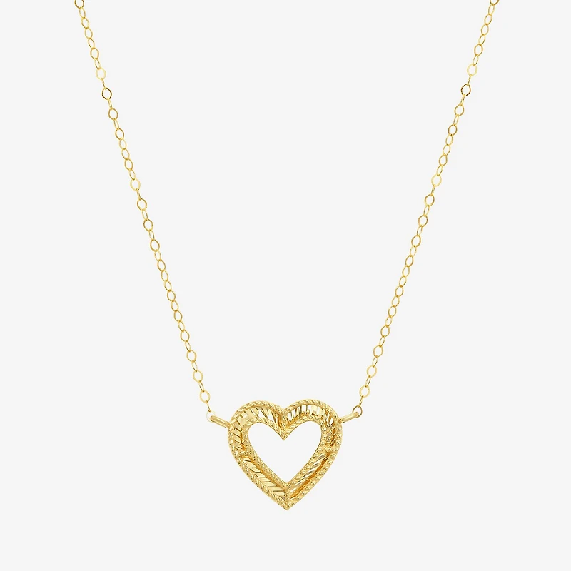 Womens 10K Gold Heart 16 Inch Pendant Necklace