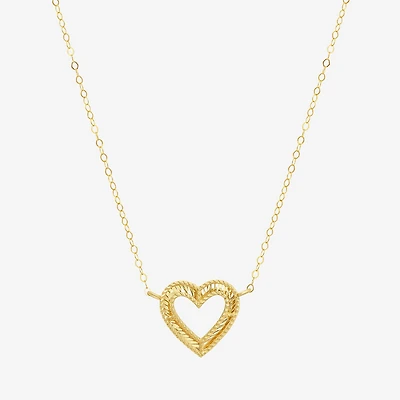 Womens 10K Gold Heart 16 Inch Pendant Necklace