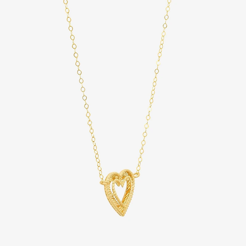 Womens 10K Gold Heart 16 Inch Pendant Necklace