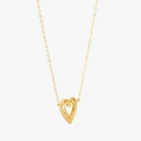 Womens 10K Gold Heart 16 Inch Pendant Necklace