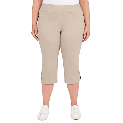 Hearts Of Palm Womens Plus Straight Mid Rise Capri Pant