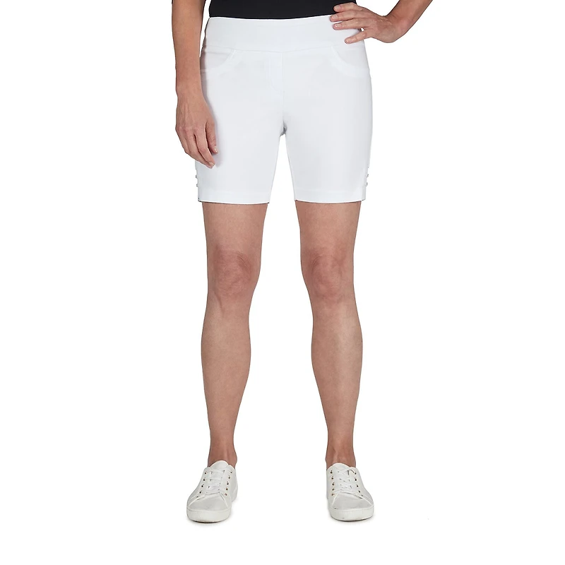Hearts Of Palm Womens Mid Rise Petite Pull-On Short