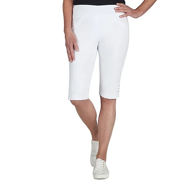 Hearts Of Palm Womens Petite Straight Mid Rise Skimmer Pant