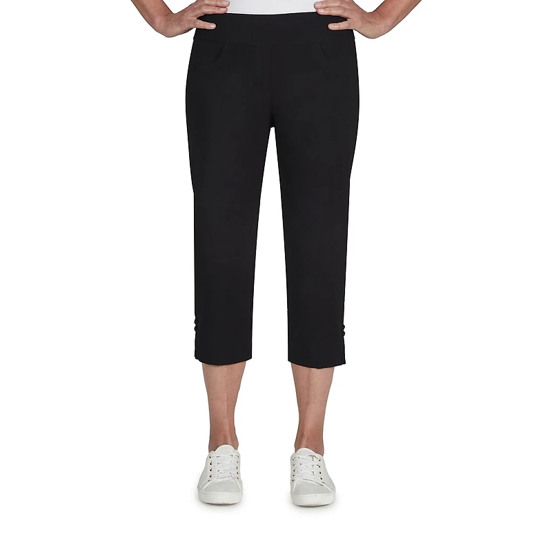 Hearts Of Palm Womens Petite Straight Mid Rise Capri Pant