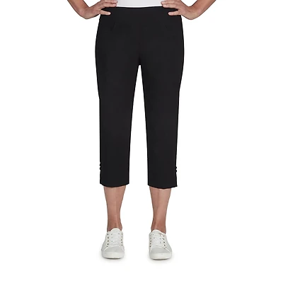 Hearts Of Palm Womens Petite Straight Mid Rise Capri Pant