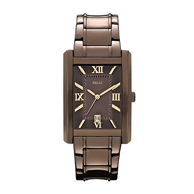 Relic® Allen Mens Rectangular Brown Dial Watch ZR77242