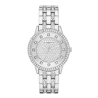 Liz Claiborne® Womens Silver-Tone Glitz Watch