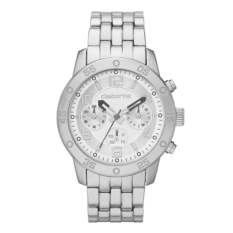 Claiborne® Mens Silver-Tone Strap Watch