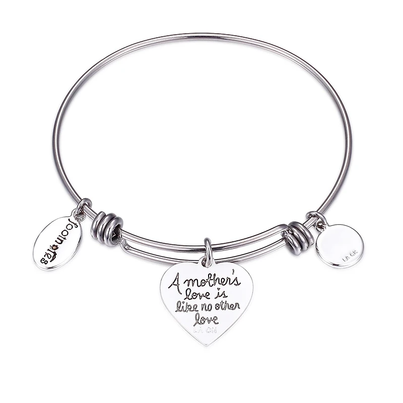 Footnotes Mom Womens Crystal Stainless Steel Round Bangle Bracelet