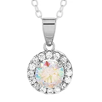 DiamonArt® Preciosa Aurora Borealis Womens 1 3/4 CT. T.W. White Cubic Zirconia Sterling Silver Halo Pendant Necklace