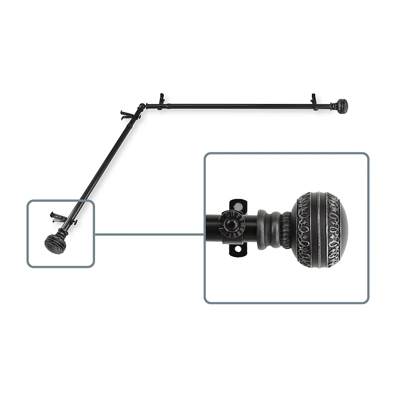 Rod Desyne Ornament Corner Window 3/4 Adjustable Curtain