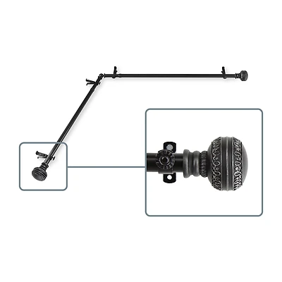 Rod Desyne Ornament Corner Window 3/4 Adjustable Curtain