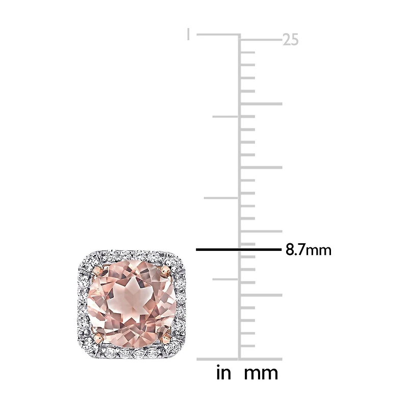 Simulated Pink Morganite 18K Rose Gold Over Silver 8.7mm Stud Earrings