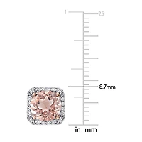 Simulated Pink Morganite 18K Rose Gold Over Silver 8.7mm Stud Earrings