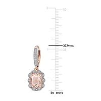 Womens Simulated Pink Morganite 18K Rose Gold Over Silver Drop Earrings