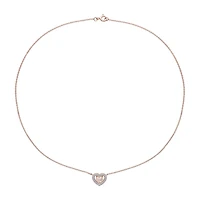Womens Simulated Pink Morganite 18K Rose Gold Over Silver Heart 18 Inch Pendant Necklace
