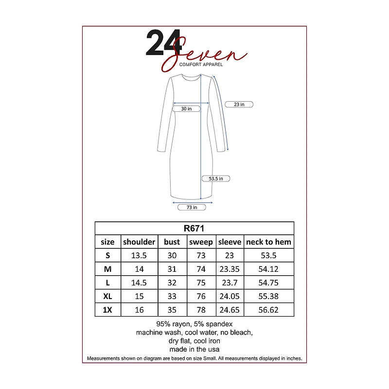 24/7 Comfort Apparel Womens Long Sleeve Maxi Dress