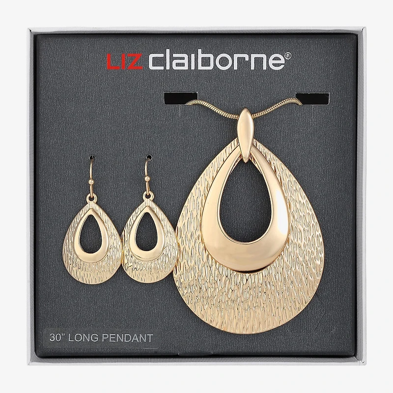 Liz Claiborne Pendant Necklace And Drop Earring Womens 2-pc. Jewelry Set