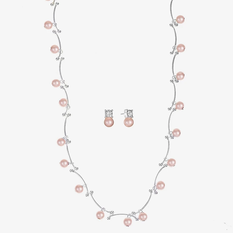 Monet Jewelry Timeless Collar Necklace And Stud Earring Womens Simulated Pearl 2-pc. Set