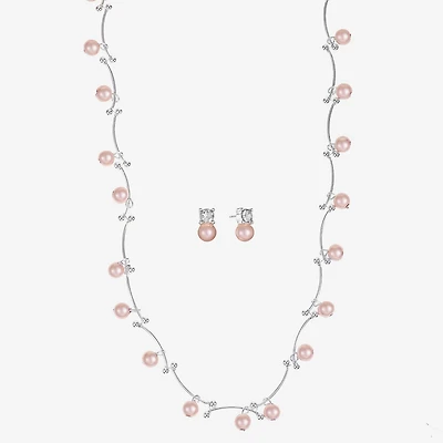 Monet Jewelry Timeless Collar Necklace And Stud Earring Womens Simulated Pearl 2-pc. Set