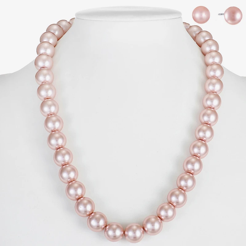 Monet Jewelry Timeless Collar Necklace And Stud Earring Womens Simulated Pearl 2-pc. Jewelry Set