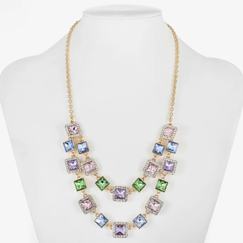 Monet Jewelry Layered Womens Pink Glass 18 Inch Strand Necklace