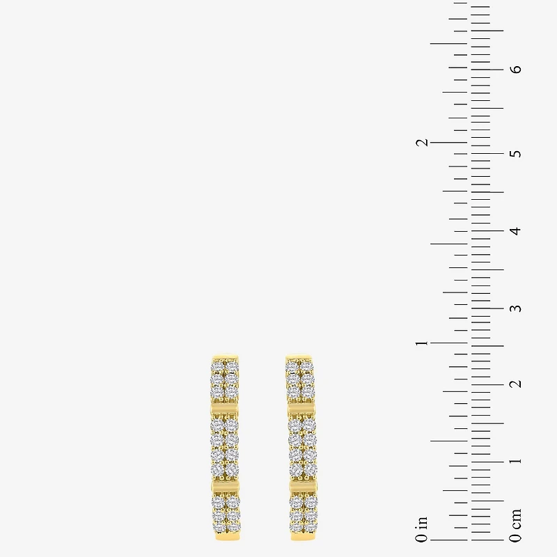 (H-I / I1) Womens 1 CT. T.W. Lab Grown White Diamond 10K Gold 25.6mm Hoop Earrings