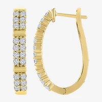 (H-I / I1) Womens 1 CT. T.W. Lab Grown White Diamond 10K Gold 25.6mm Hoop Earrings