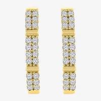 (H-I / I1) Womens 1 CT. T.W. Lab Grown White Diamond 10K Gold 25.6mm Hoop Earrings