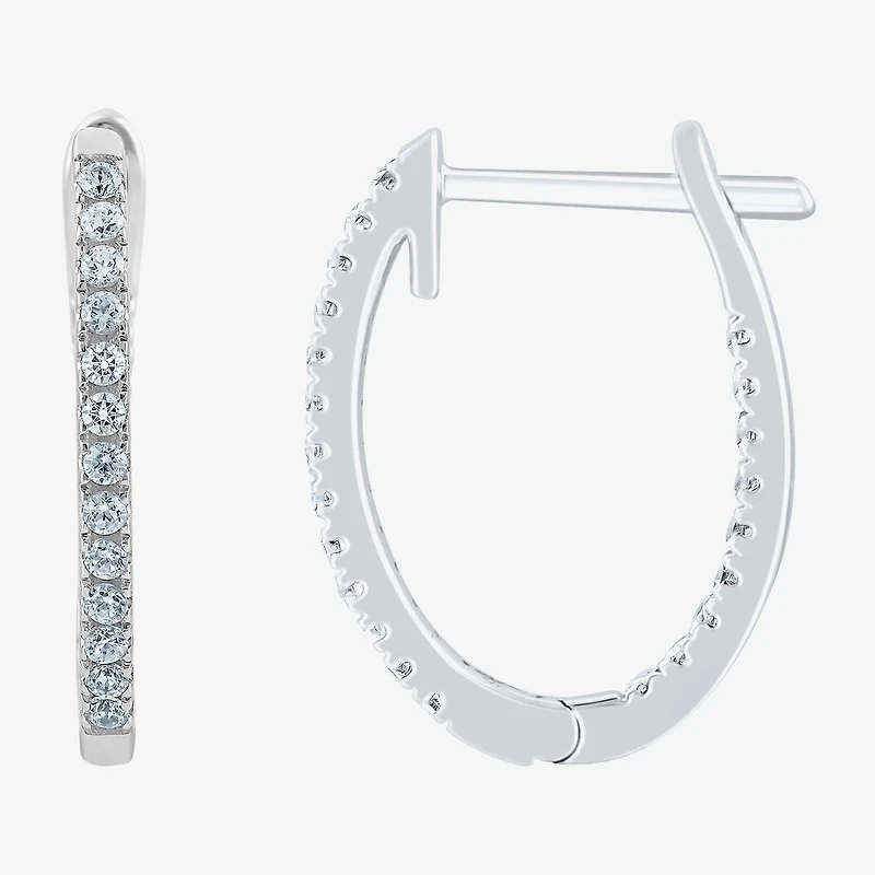 (H-I / I1) 1/4 CT. T.W. Lab Grown White Diamond 10K or Yellow Gold 16.4mm Hoop Earrings